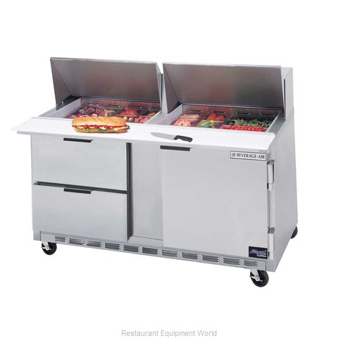 Beverage Air SPED60-24M-2 Refrigerated Counter, Mega Top Sandwich / Salad Unit