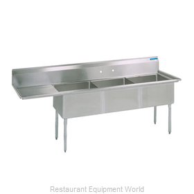 BK Resources BKS-3-15-14-15L Sink, (3) Three Compartment