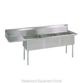 BK Resources BKS-3-1824-14-24L Sink, (3) Three Compartment