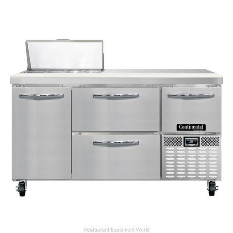 Continental Refrigerator CRA60-8-D Refrigerated Counter, Sandwich / Salad Top