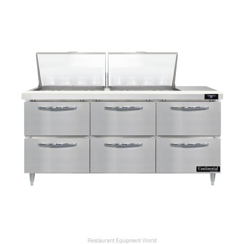 Continental Refrigerator D72N24M-D Refrigerated Counter, Mega Top Sandwich / Sal (Magnified)