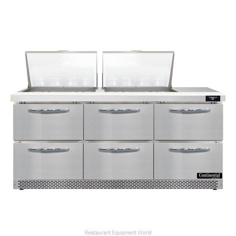 Continental Refrigerator D72N24M-FB-D Refrigerated Counter, Mega Top Sandwich / (Magnified)