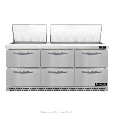 Continental Refrigerator D72N30M-FB-D Refrigerated Counter, Mega Top Sandwich / (Magnified)