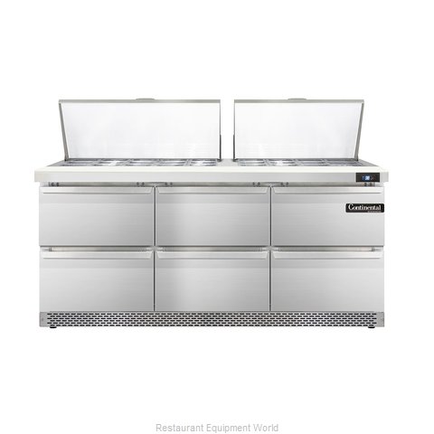 Continental Refrigerator DL72-27M-FB-D Refrigerated Counter, Mega Top Sandwich /