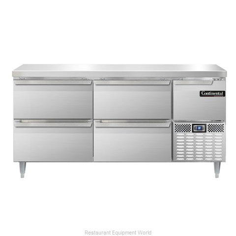 Continental Refrigerator DLRA68-SS-D Refrigerated Counter, Work Top (Magnified)