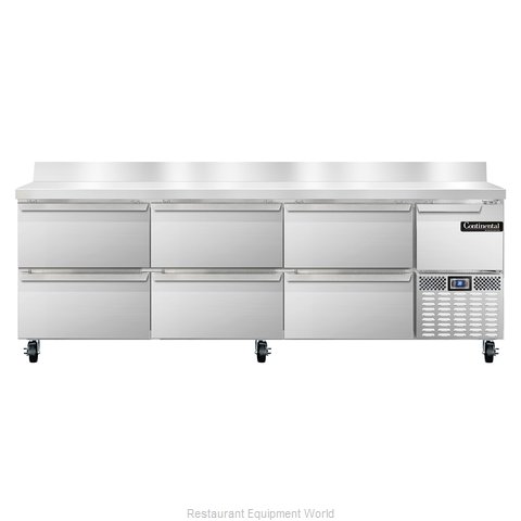 Continental Refrigerator DLRA93-SS-BS-D Refrigerated Counter, Work Top (Magnified)
