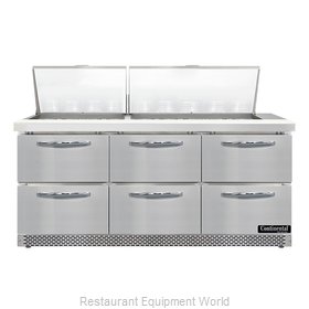 Continental Refrigerator SW72N27M-FB-D Refrigerated Counter, Mega Top Sandwich /