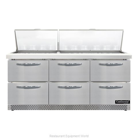 Continental Refrigerator SW72N30M-FB-D Refrigerated Counter, Mega Top Sandwich / (Magnified)