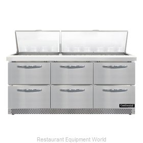 Continental Refrigerator SW72N30M-FB-D Refrigerated Counter, Mega Top Sandwich /