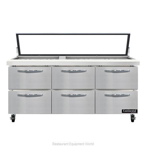 Continental Refrigerator SW72N30M-HGL-D Refrigerated Counter, Mega Top Sandwich (Magnified)