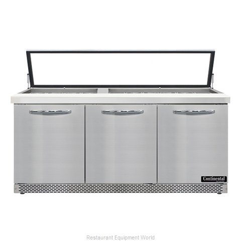 Continental Refrigerator SW72N30M-HGL-FB Refrigerated Counter, Mega Top Sandwich
