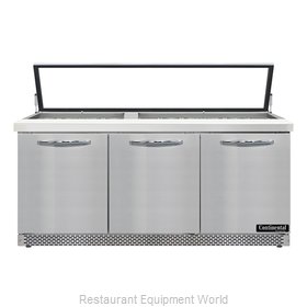 Continental Refrigerator SW72N30M-HGL-FB Refrigerated Counter, Mega Top Sandwich