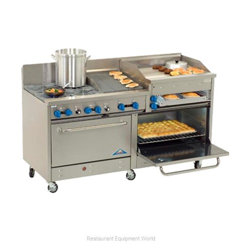 Comstock Castle 2F330-1.5RB-30B Range 72 4 open burners 30 griddle 18 cha