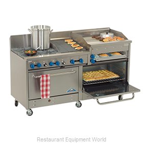 Comstock Castle 2F330-2.5RB-30B Range 72 2 open burners 30 griddle 30 cha