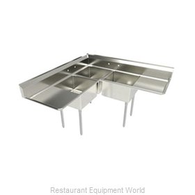 Elkay 3C20X20-2-20-L Sink, (3) Three Compartment