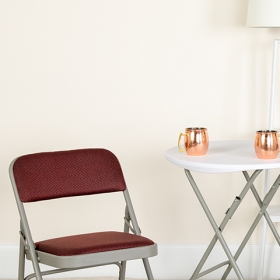 Burgundy Fabric Metal Chair