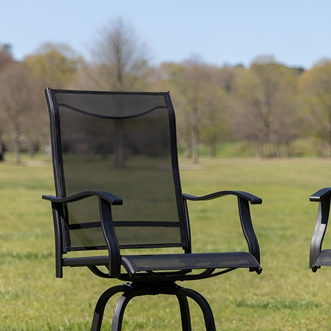 2PK Black Swivel Patio Stool