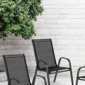 4PK Black Patio Stack Chair