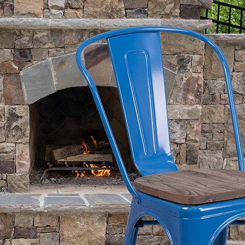 Blue Metal Stack Chair