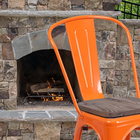 Orange Metal Stack Chair