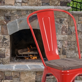 Red Metal Stack Chair