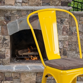 Yellow Metal Stack Chair