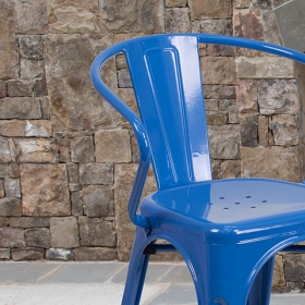 Blue Metal Chair With Arms