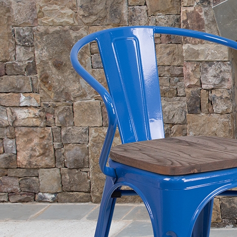 Blue Metal Chair With Arms