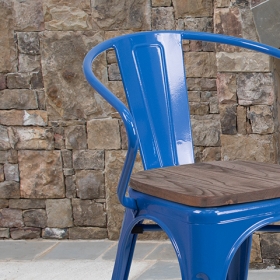 Blue Metal Chair With Arms