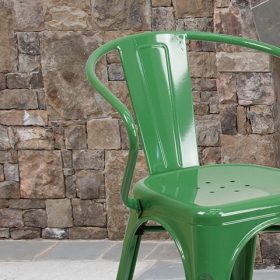 Green Metal Chair With Arms