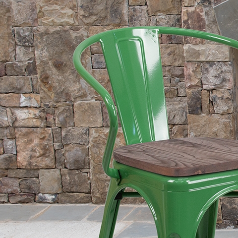 Green Metal Chair With Arms