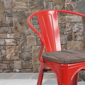 Red Metal Chair With Arms