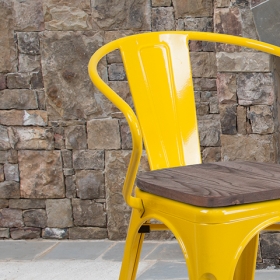Yellow Metal Chair With Arms