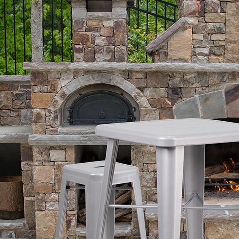 30 Silver No Back Metal Stool