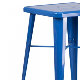 23.75SQ Blue Metal Bar Table