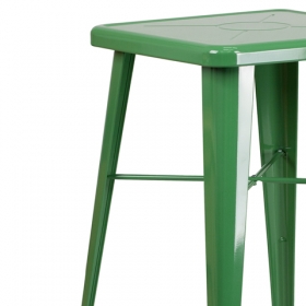 23.75SQ Green Metal Bar Table