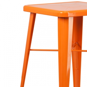 23.75SQ Orange Metal Bar Table