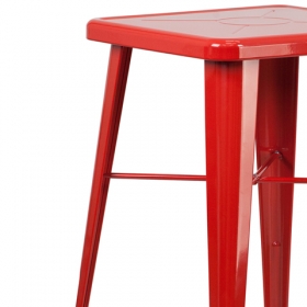 23.75SQ Red Metal Bar Table