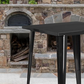 31.5SQ Black Metal Bar Table