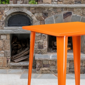 31.5SQ Orange Metal Bar Table