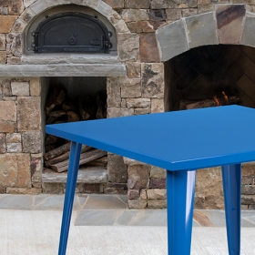 35.5SQ Blue Metal Table