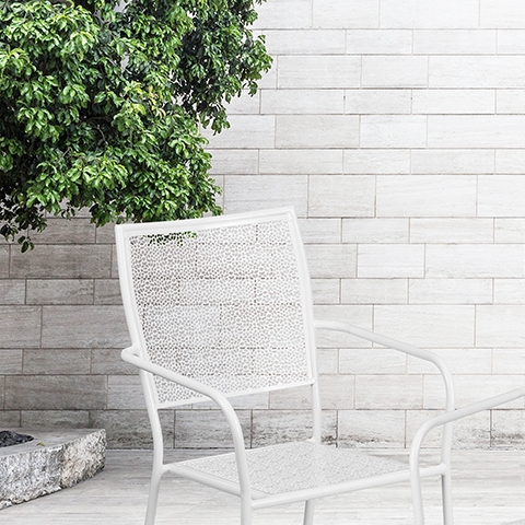 White Square Back Patio Chair