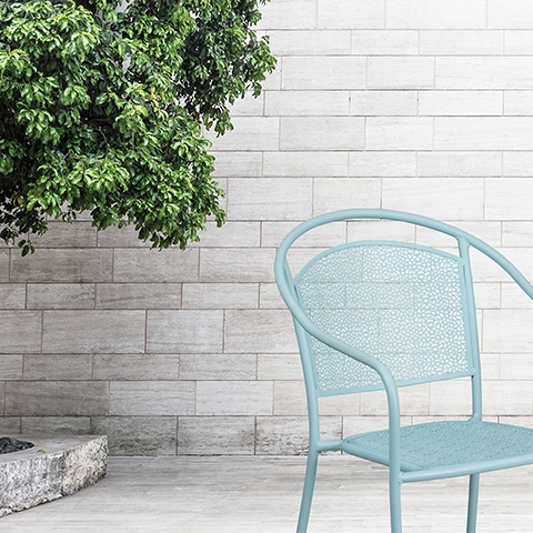 Blue Round Back Patio Chair