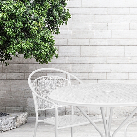 35.25RD White Patio Table Set