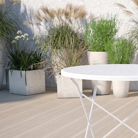 30RD White Folding Patio Table