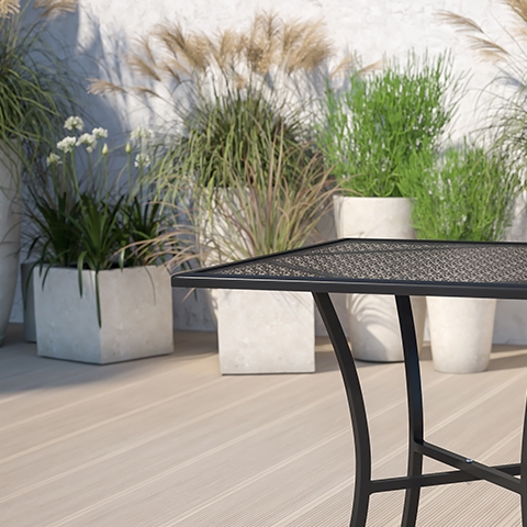 28SQ Black Patio Table