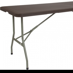 29x71 Brown Rattan Fold Table