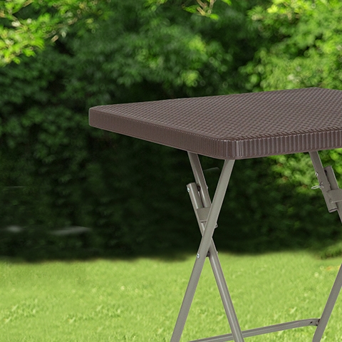 23.5SQ Brown Rattan Fold Table