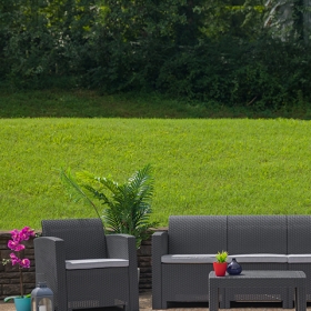 Dark Gray Rattan Coffee Table