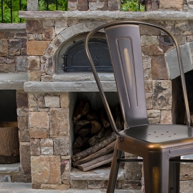 Distressed Copper Metal Stool